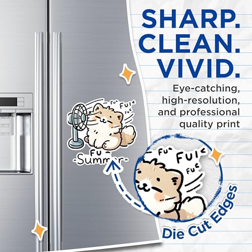 (2 Pack) Cute Dog with Fan Magnets - Summer Fun Magnets - Funny Animal Magnets - Adorable Pet Magnets for Fridge Decor- 5" On Longest Side - for Fridges, Toolboxes, Cars - Made in USA - MAG2801