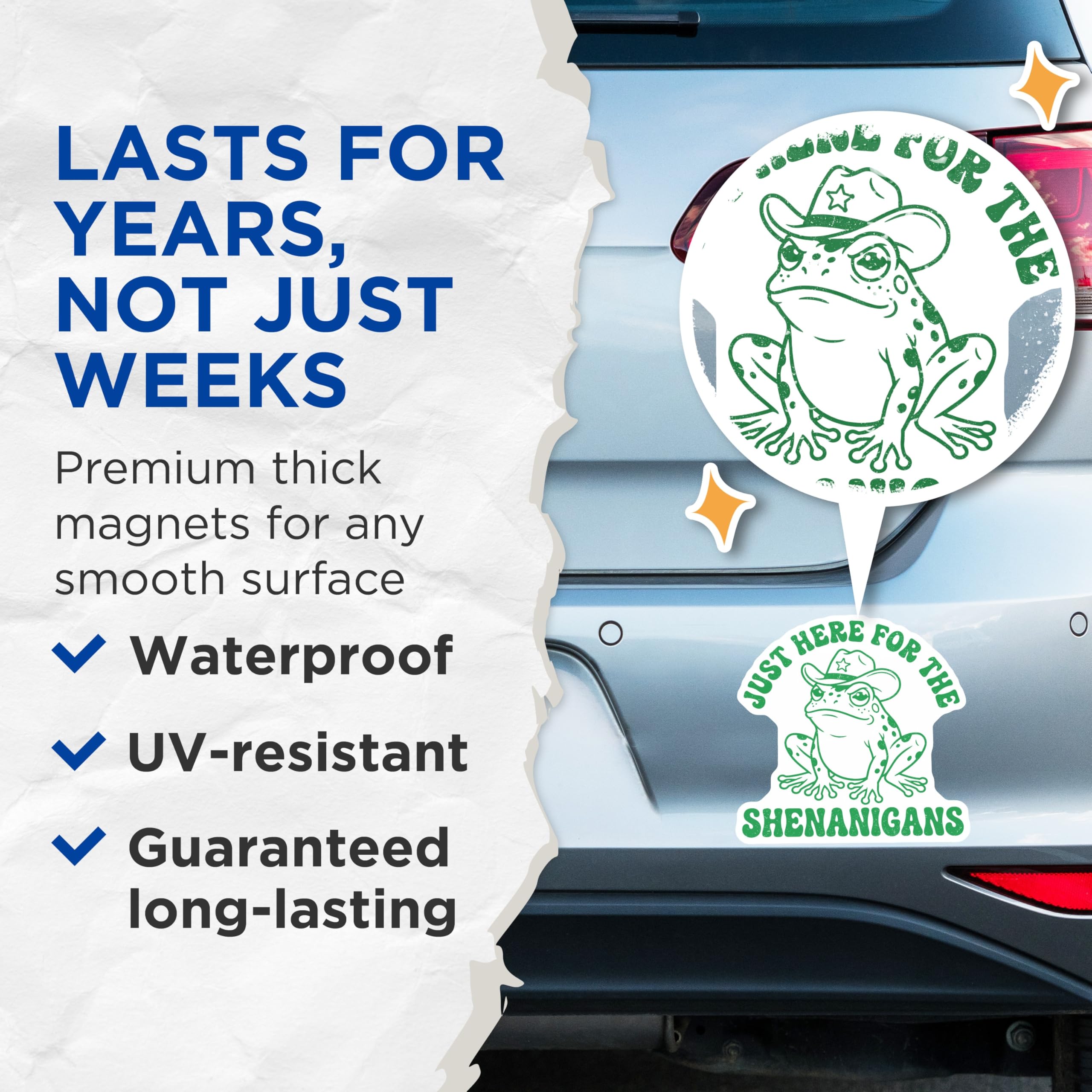 (2 Pack) Shenanigans Frog Magnets - Funny Frog Decor - Cowboy Frog Magnets - 5" On Longest Side - Premium Magnet - for Cars, Refrigerators, Toolboxes, Lockers - Made in USA - MAG16910