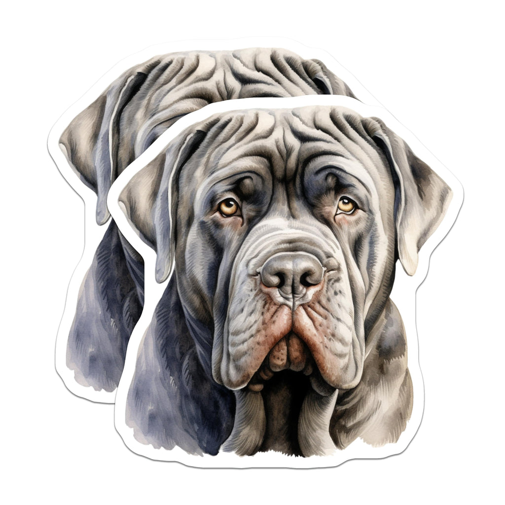(2 Pack) Neapolitan Mastiff Magnets - Watercolor Dog Breed Art - Loyal Large Dog Lover Fridge Decor - 5 Inches On Longest Side - Thick Durable Magnet - Made in USA - MAG26748
