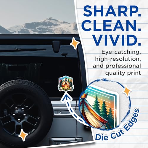 (2 Pack) Queen Camper Stickers - Camping Themed Sticker - Outdoor Adventure Decal - 5" On Longest Side - Sticks to Smooth Flat Surfaces - Made in USA - BMCS6796