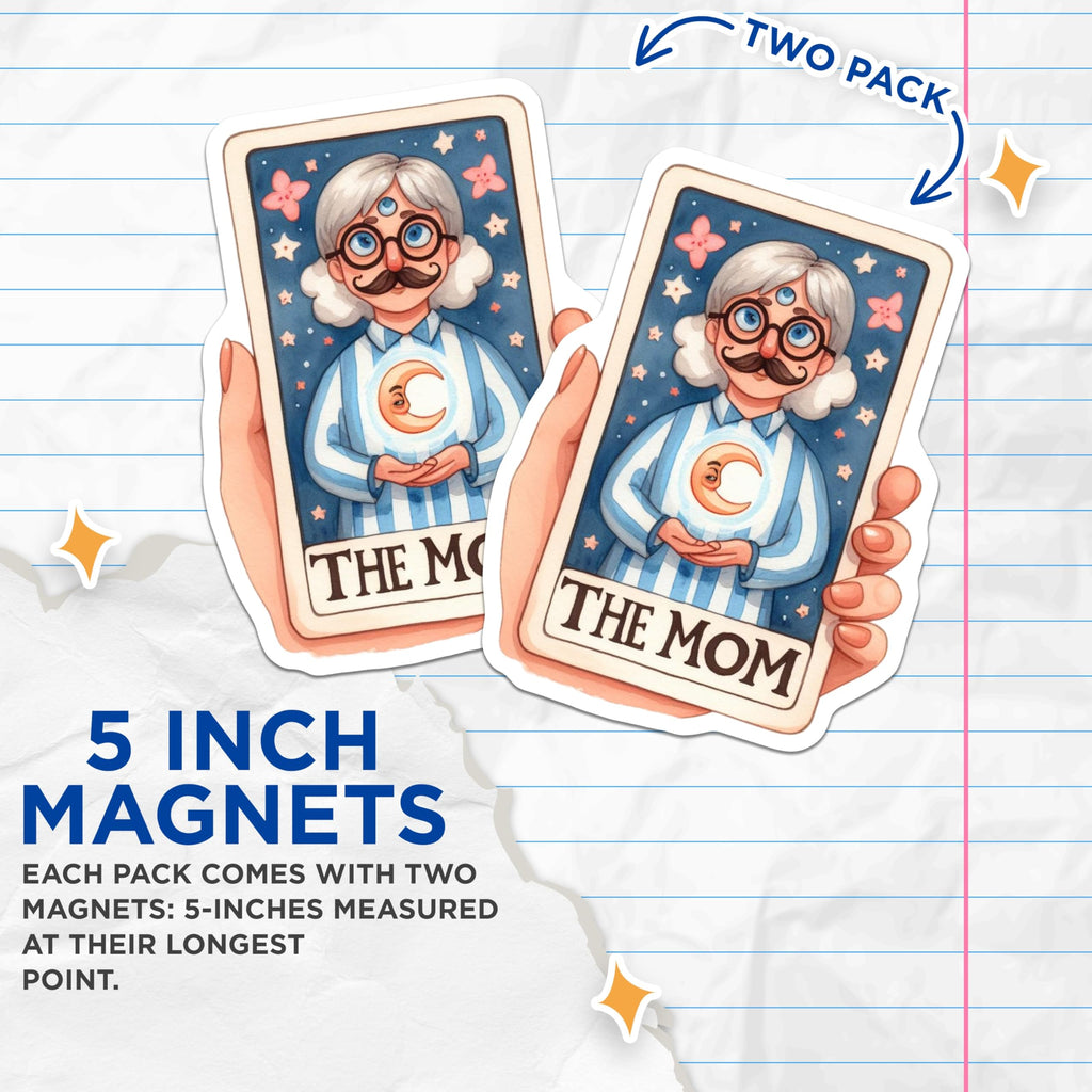 (2 Pack) Mom Tarot Card Magnets - Psychic Third Eye Oracle Art - Celestial Mother Fridge Locker Office Magnets - 5 Inches On Longest Side - Thick Durable Magnet - Made in USA - MAG23088