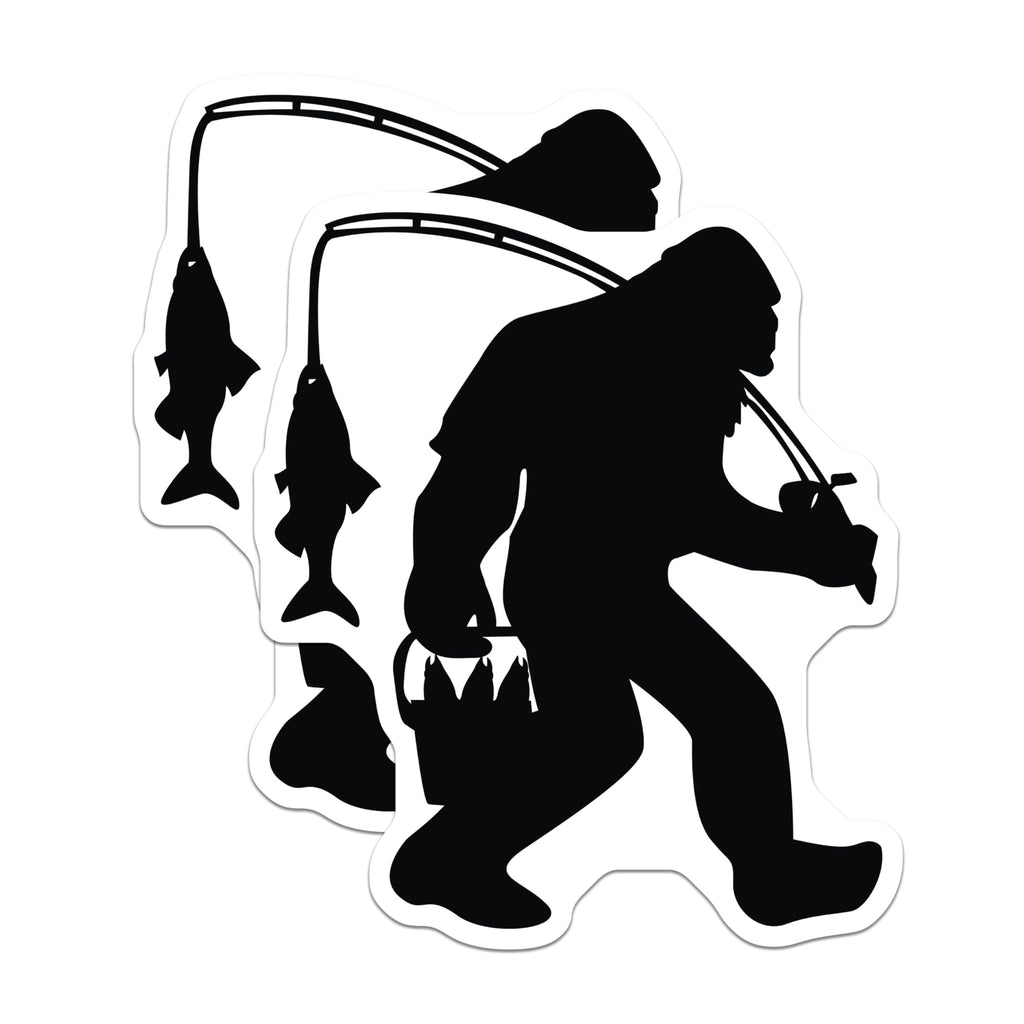 (2 Pack) Bigfoot Fishing Silhouette Magnets - Sasquatch Outdoors Adventure - Humorous Cryptid Refrigerator Magnet - 5 Inches On Longest Side - Thick Durable Magnet - Made in USA - MAG22694