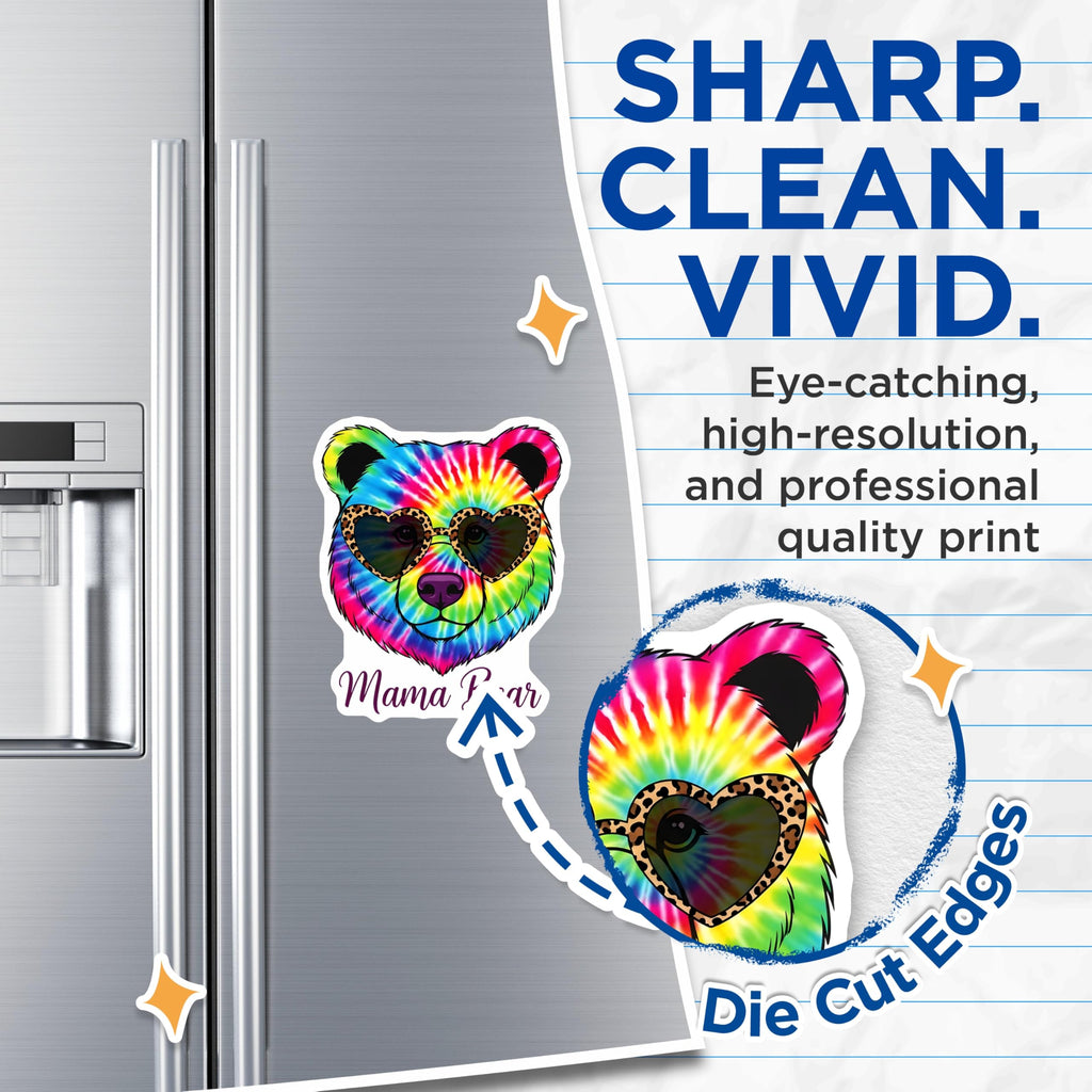 (2 Pack) Mama Bear Magnets - Tie Dye Style - Animal Lover Decoration - 5" On Longest Side - Premium Magnet - for Cars, Refrigerators, Toolboxes, Lockers - Made in USA - MAG18190