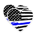 (2 Pack) Thin Blue Line Magnets - American Flag Heart - Law Enforcement Love - Officer Tribute - 5 Inches On Longest Side - Thick Durable Magnet - Made in USA - MAG23001
