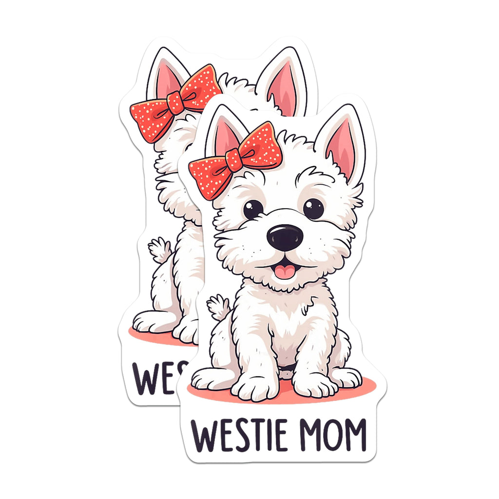 (2 Pack) Westie Mom Magnets - West Highland White Terrier - Dog Lover Car Decals - Fridge Decor for Pet Owners - 5 Inches On Longest Side - Thick Durable Magnet - Made in USA - MAG23745