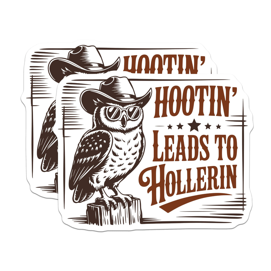 (2 Pack) Hootin Leads to Hollerin Magnets - Cowboy Owl Decor - Western Home Decor Magnets - 5" On Longest Side - Premium Magnet - for Cars, Refrigerators, Toolboxes, Lockers - Made in USA - MAG14864