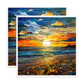 (2 Pack) Stained Glass Sunset Magnets - Ocean Beach Decor - Coastal Scene Art Refrigerator Magnets - 5 Inches On Longest Side - Thick Durable Magnet - Made in USA - MAG27276
