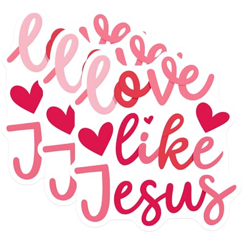 (3 Pack) Love Like Jesus Decals - Faith Decals - Christian Laptop Decal - 3 Inches On Longest Side - Easy Peel & Apply - Made in USA - 3MCS2905