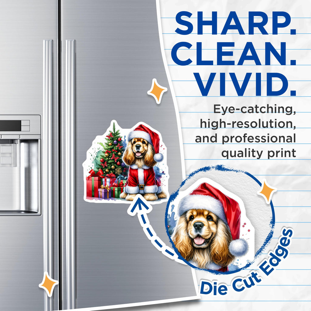 (2 Pack) Christmas Dog Magnets - Santa Spaniel - Holiday Pet Decor - 5 Inches On Longest Side - Thick Durable Magnet - Made in USA - MAG27833