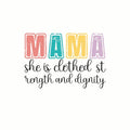 (3 Pack) Mama She is Clothed Decals - Strength Dignity - Mothers Day Decal - 3 Inches On Longest Side - Easy Peel & Apply - Made in USA - 3MCS7729