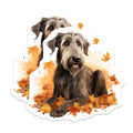 (2 Pack) Irish Wolfhound Magnets - Cozy Autumn Dog - Fall Season Pet Artwork - Animal Enthusiast Refrigerator Decor - 5 Inches On Longest Side - Thick Durable Magnet - Made in USA - MAG23797