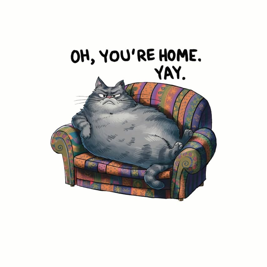 (3 Pack) Grumpy Cat Decals - Oh Youre Home - Lazy Cat Laptop Decal - 3 Inches On Longest Side - Easy Peel & Apply - Made in USA - 3MCS7786
