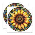 (2 Pack) Stained Glass Sunflower Magnets - Boho Kitchen Decor - Sunny Home Accent Magnets - 5 Inches On Longest Side - Thick Durable Magnet - Made in USA - MAG25303