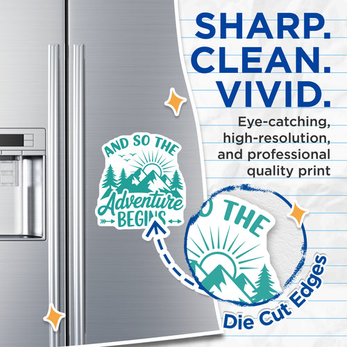 (2 Pack) Adventure Begins Magnets - Mountain Nature Decor - Wanderlust Explorer Quote - 5 Inches On Longest Side - Thick Durable Magnet - Made in USA - MAG39754