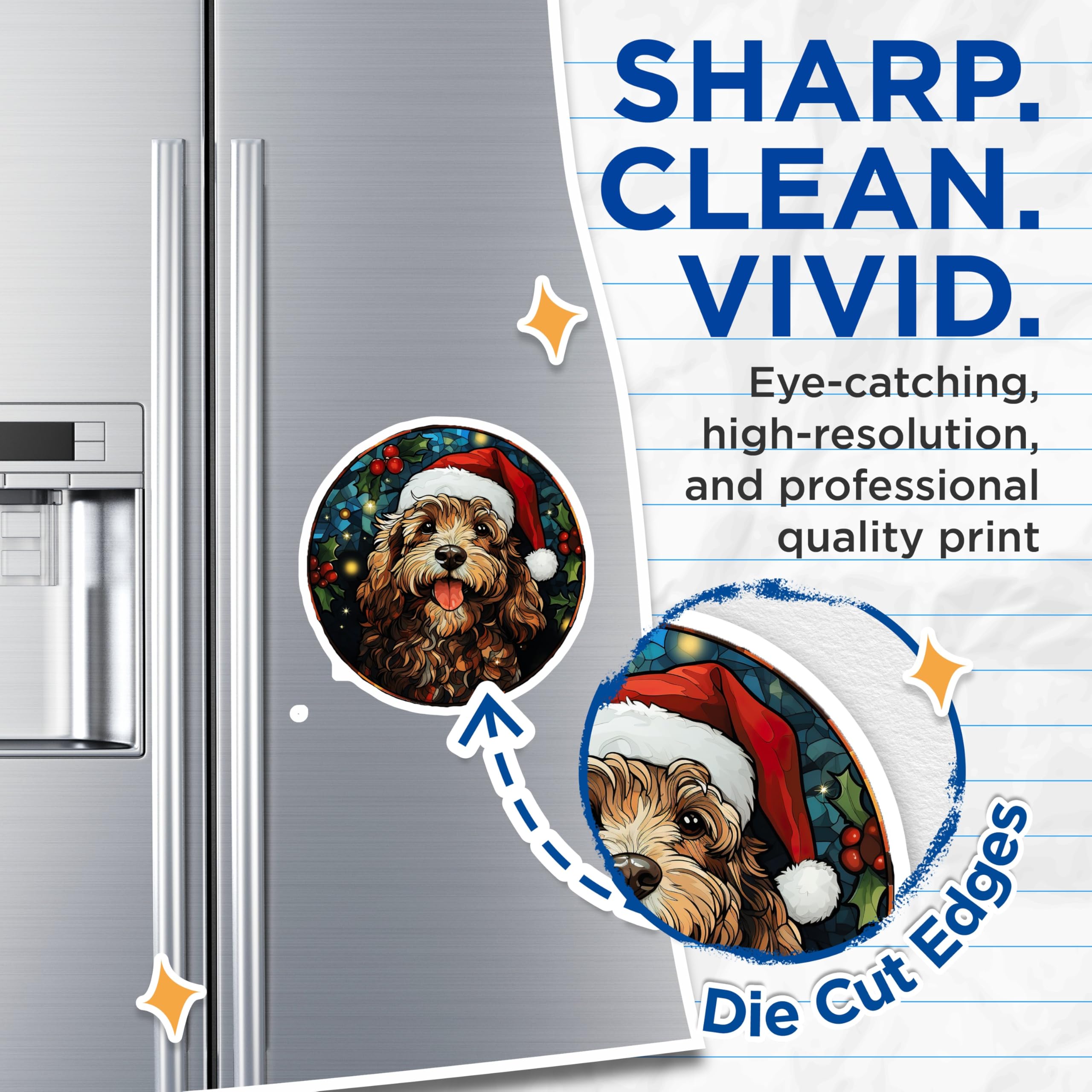 (2 Pack) Christmas Cockapoo Magnets - Santa Hat Dog Art - Festive Puppy Decor for Refrigerator - 5 Inches On Longest Side - Thick Durable Magnet - Made in USA - MAG26414