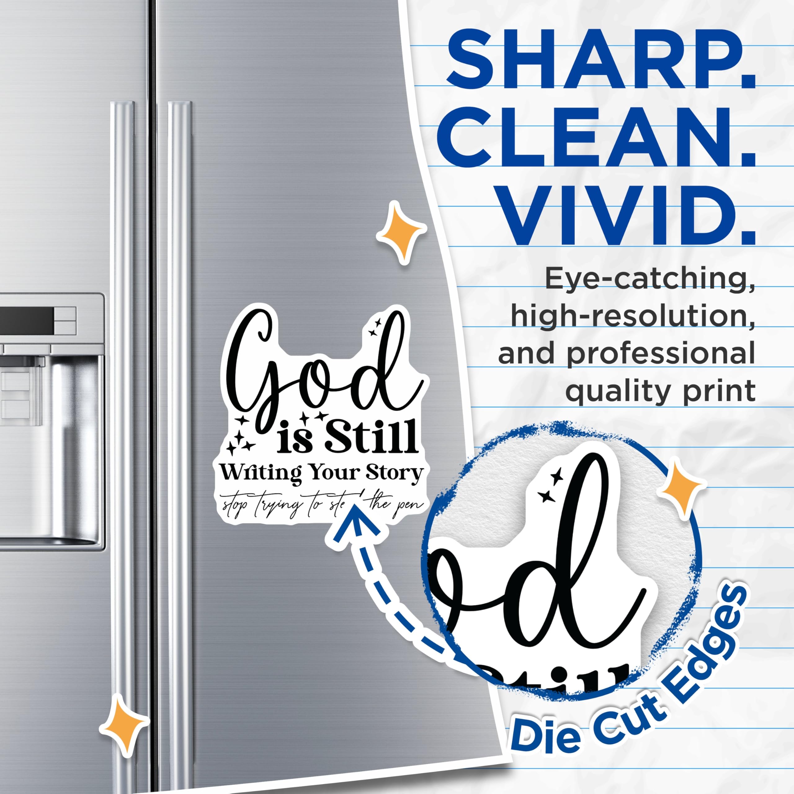(2 Pack) God Is Still Writing Your Story Magnets - Inspirational Christian Refrigerator - Faith Based Motivational Home Decor - 5 Inches On Longest Side - Thick Durable Magnet - Made in USA - MAG26529