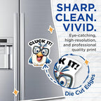 (2 Pack) Funny Bird Magnets - Cluck It - Silly Chicken Magnets for Fridge Locker Office - 5" On Longest Side - for Cars, Fridges, Toolboxes - Made in USA - MAG4375