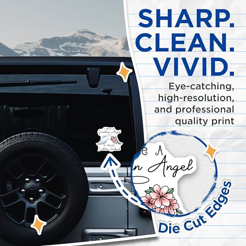 (2 Pack) Guardian Angel Stickers - Husband Memorial - in Heaven Quote Stickers - 5" On Longest Side - Sticks to Smooth Flat Surfaces - Made in USA - BMCS6121