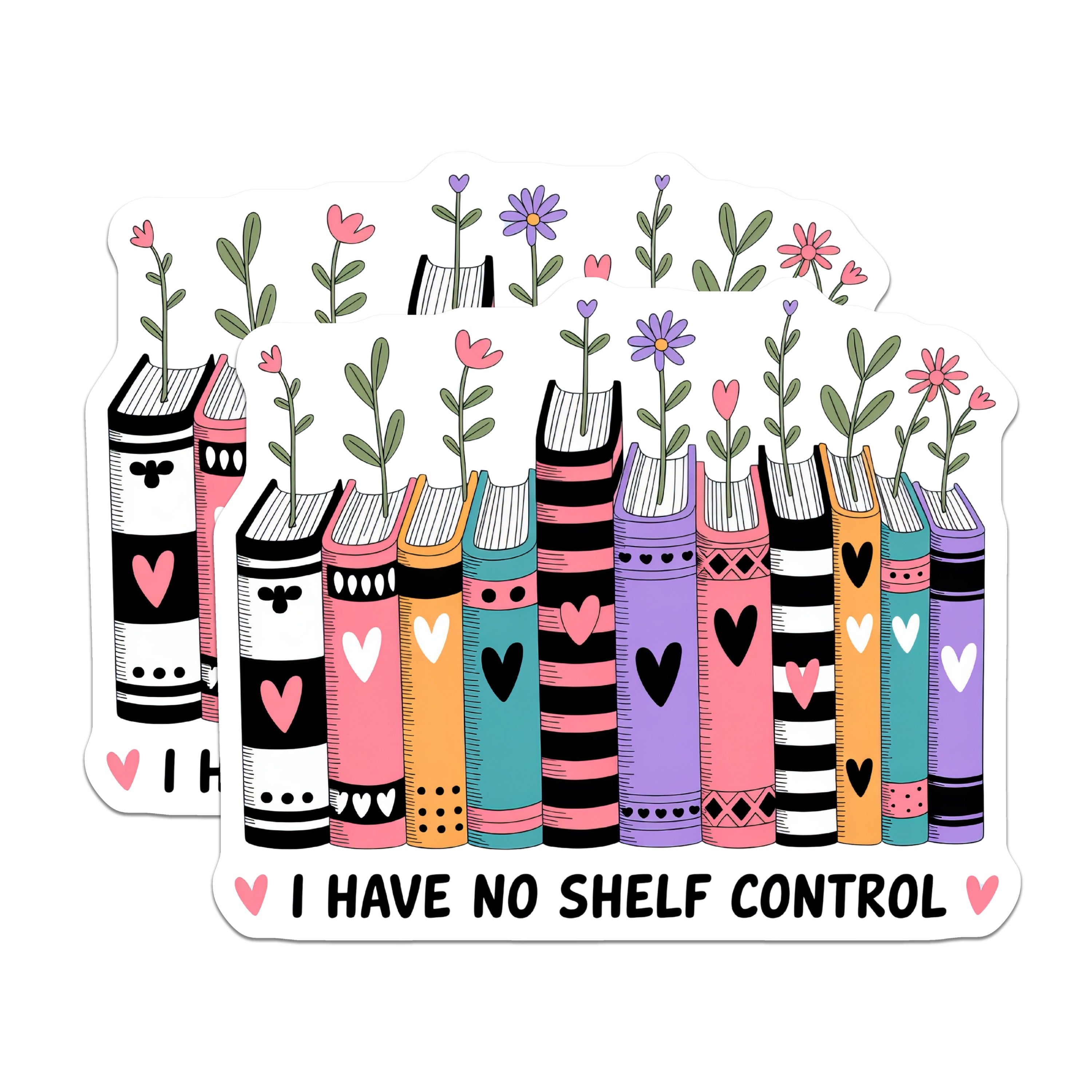 (2 Pack) Book Lover Magnets - No Shelf Control Quote - Bibliophile Refrigerator Decor - 5 Inches On Longest Side - Thick Durable Magnet - Made in USA - MAG37284