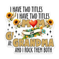 (2 Pack) Mom and Grandma Stickers - Heart and Flowers - Mother's Day Decal - 5" On Longest Side - Sticks to Smooth Flat Surfaces - Made in USA - BMCS8193