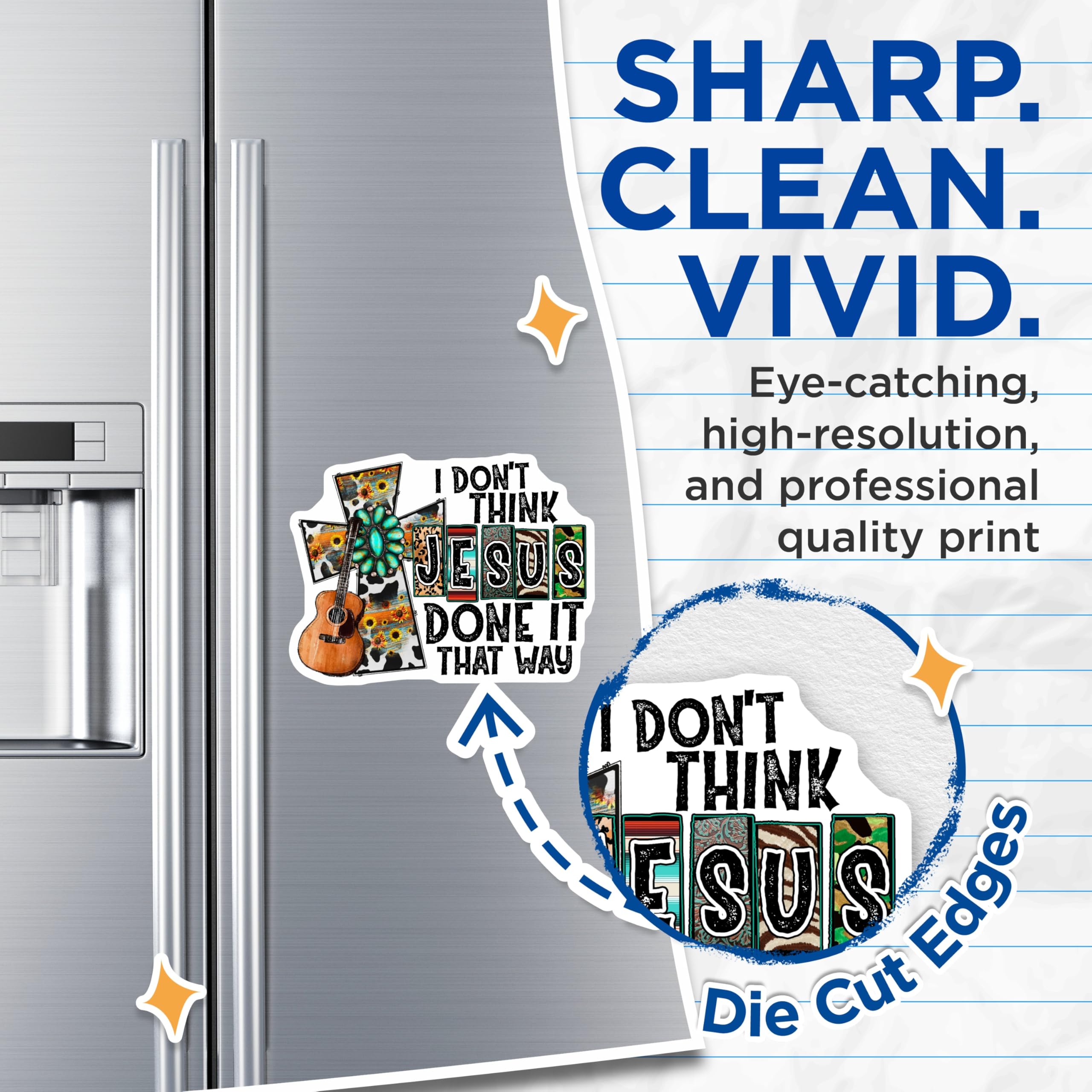 (2 Pack) Christian Faith Magnets - Western Country Quote Decor - Sarcastic Saying Kitchen Refrigerator - 5 Inches On Longest Side - Thick Durable Magnet - Made in USA - MAG24158