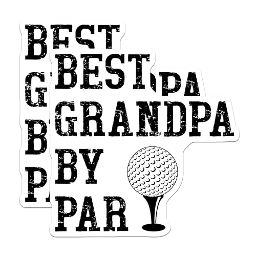 (2 Pack) Best Grandpa by Par Stickers - Golf Dad Stickers - Grandpa Golf Lover Stickers - 5" On Longest Side - Sticks to Smooth Flat Surfaces - Made in USA - BMCS4390