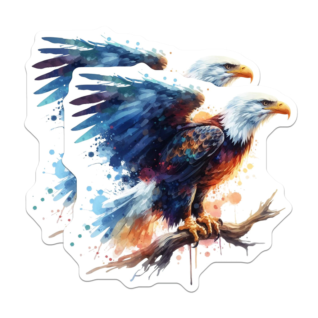 (2 Pack) Bald Eagle Magnets - Vibrant Watercolor Art - American Symbol Fridge Decor - Majestic Wildlife Display - 5 Inches On Longest Side - Thick Durable Magnet - Made in USA - MAG22609
