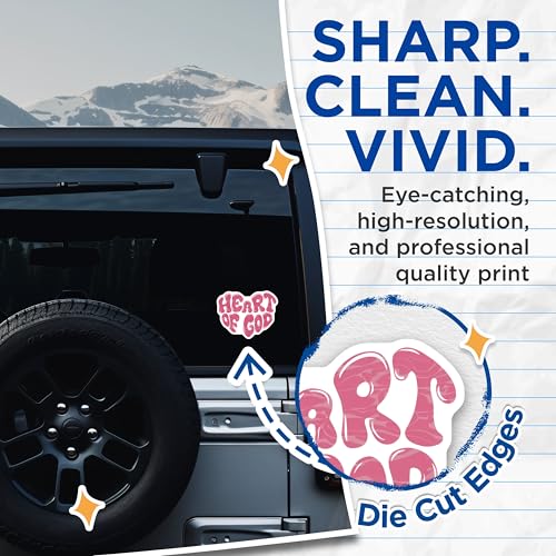 (2 Pack) Heart of God Stickers - Religious Decals - 5" On Longest Side - Sticks to Smooth Flat Surfaces - Made in USA - BMCS8830 - BMCS8830