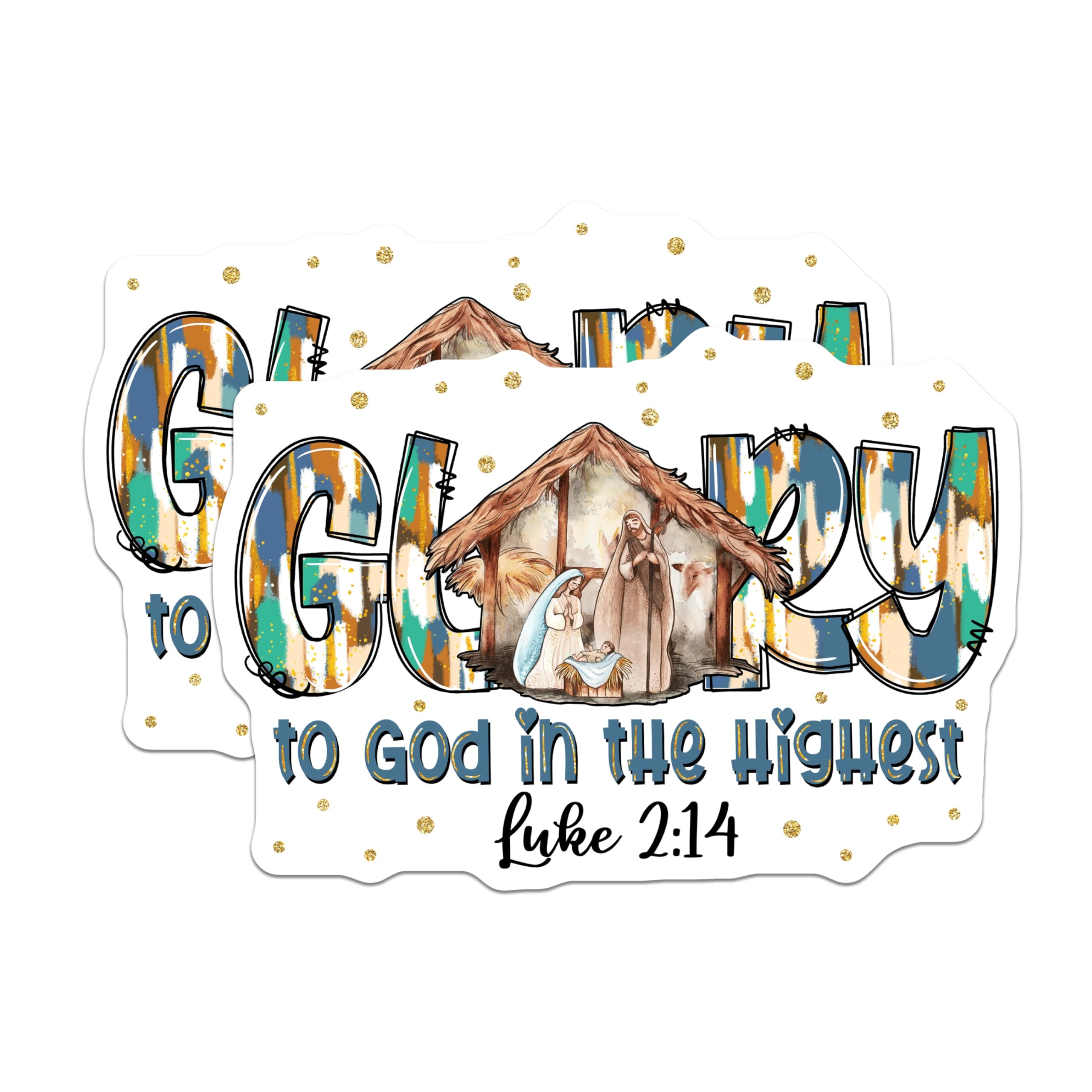 (2 Pack) Christian Nativity Scene Magnets - Glory to God Christmas Decor - Luke 214 Scripture Faith Art - 5 Inches On Longest Side - Thick Durable Magnet - Made in USA - MAG29113