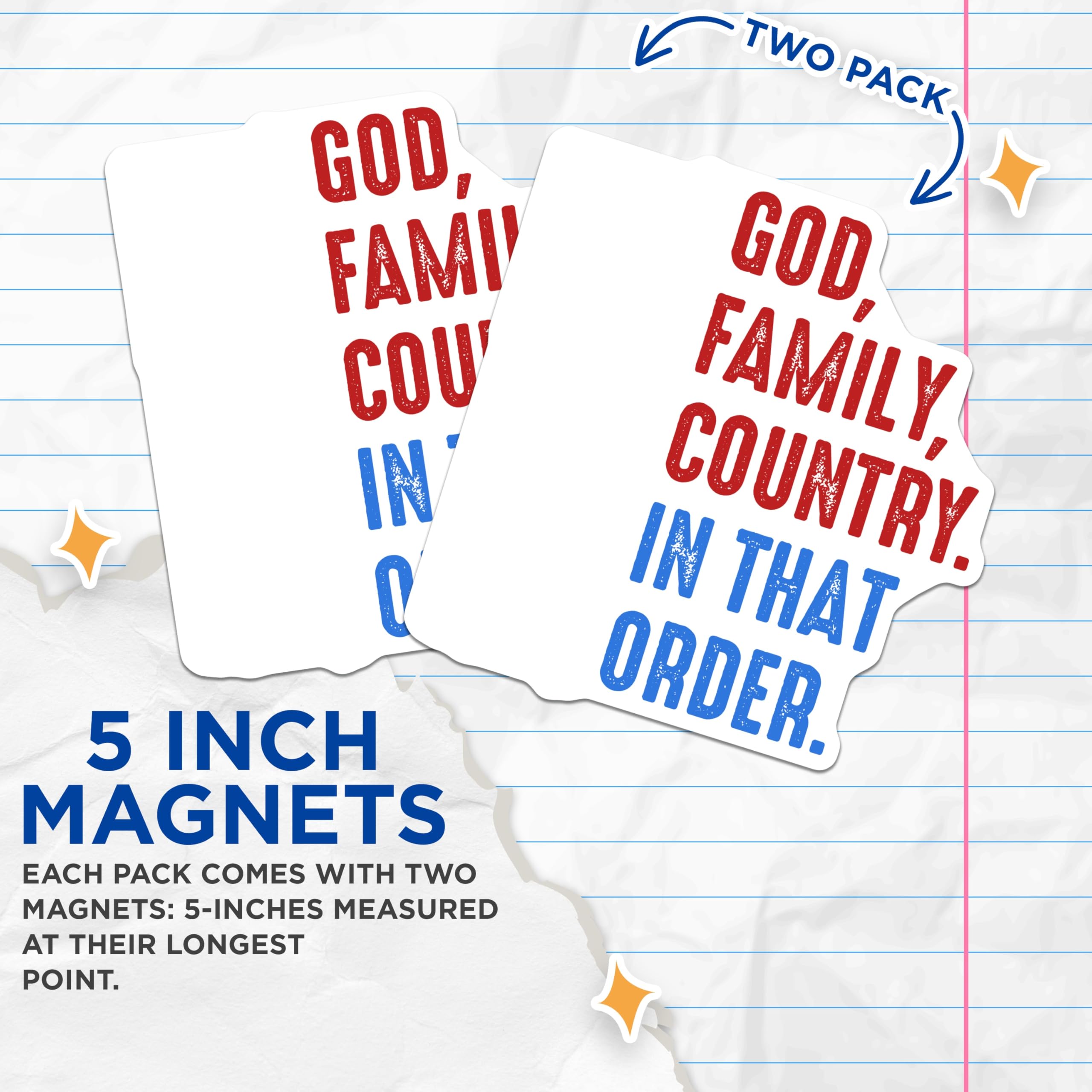 (2 Pack) God Family Country Magnets - Patriotic Statement Decor - Conservative Values Display - 5 Inches On Longest Side - Thick Durable Magnet - Made in USA - MAG30433