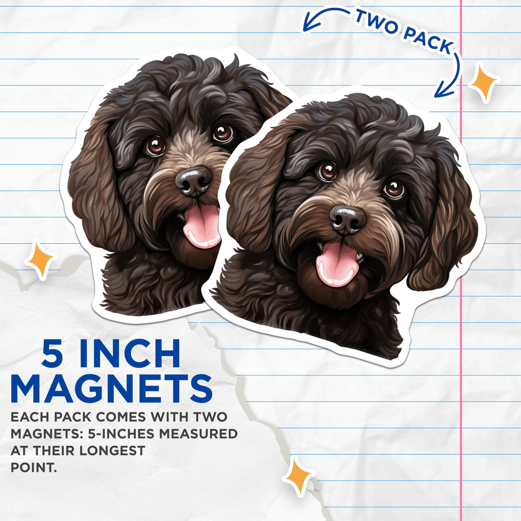 (2 Pack) Labradoodle Magnets - Dog Mom Refrigerator Decor - Puppy Lover Car Magnet - 5 Inches On Longest Side - Thick Durable Magnet - Made in USA - MAG26655