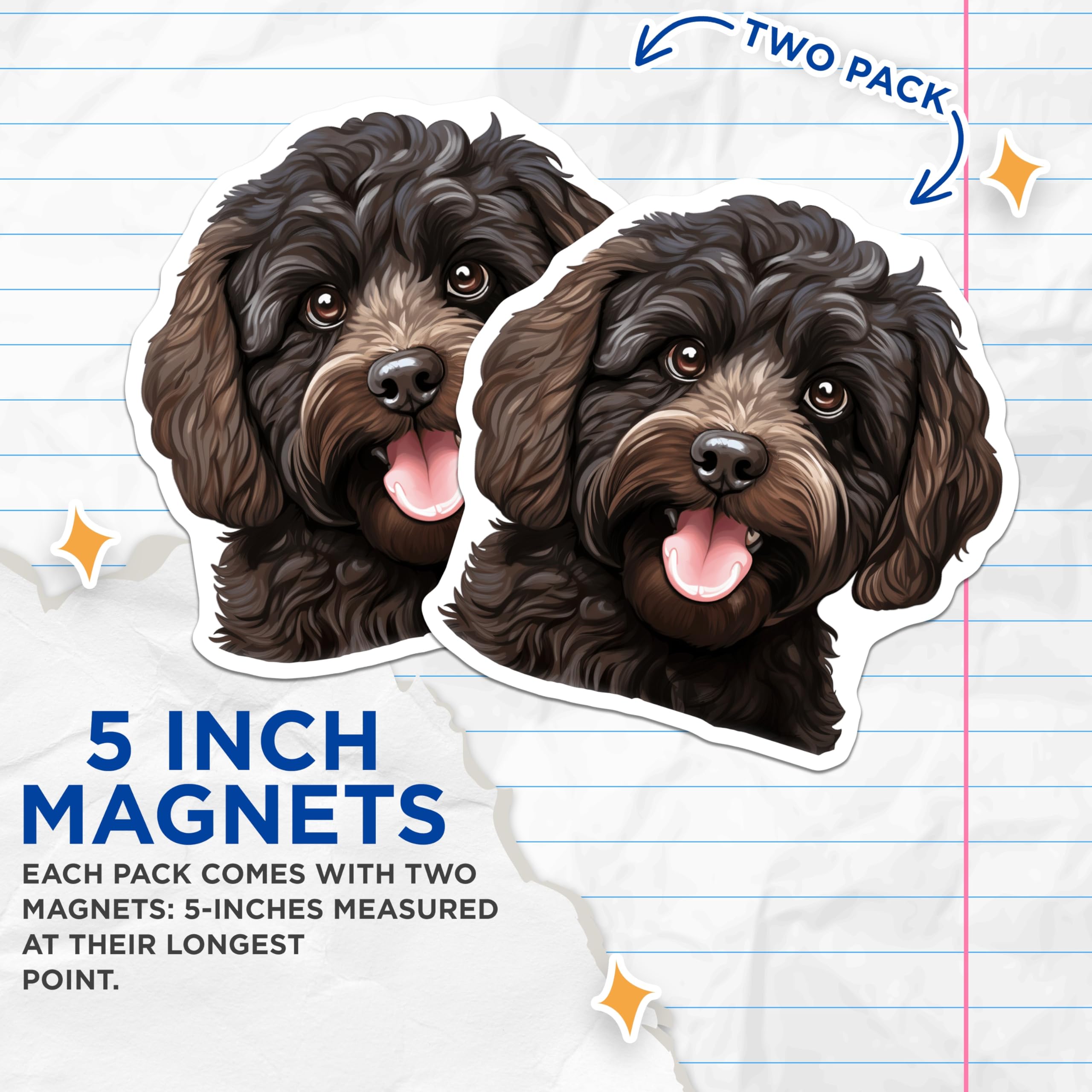 (2 Pack) Labradoodle Magnets - Dog Mom Refrigerator Decor - Puppy Lover Car Magnet - 5 Inches On Longest Side - Thick Durable Magnet - Made in USA - MAG26655