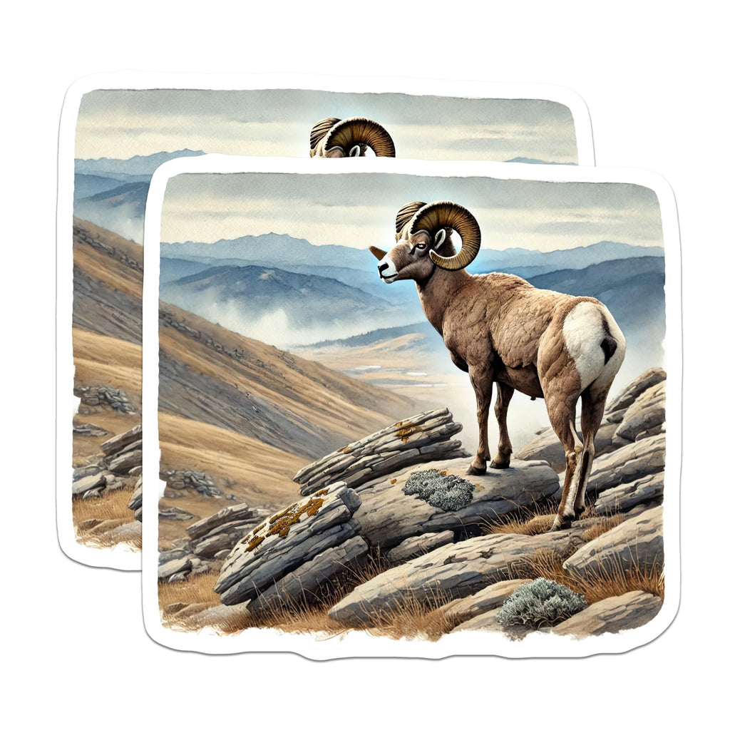 (2 Pack) Bighorn Sheep Magnets - Mountain Ram Decor - Wildlife Fridge Decorations - 5" On Longest Side - Premium Magnet - for Cars, Refrigerators, Toolboxes, Lockers - Made in USA - MAG18233
