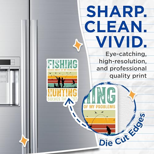 (2 Pack) Fishing Hunting Magnets - Outdoor Enthusiast - Rustic Home - Man Cave Art - Fisherman Collectible - 5" On Longest Side - for Cars, Fridges, Toolboxes - Made in USA - MAG3992