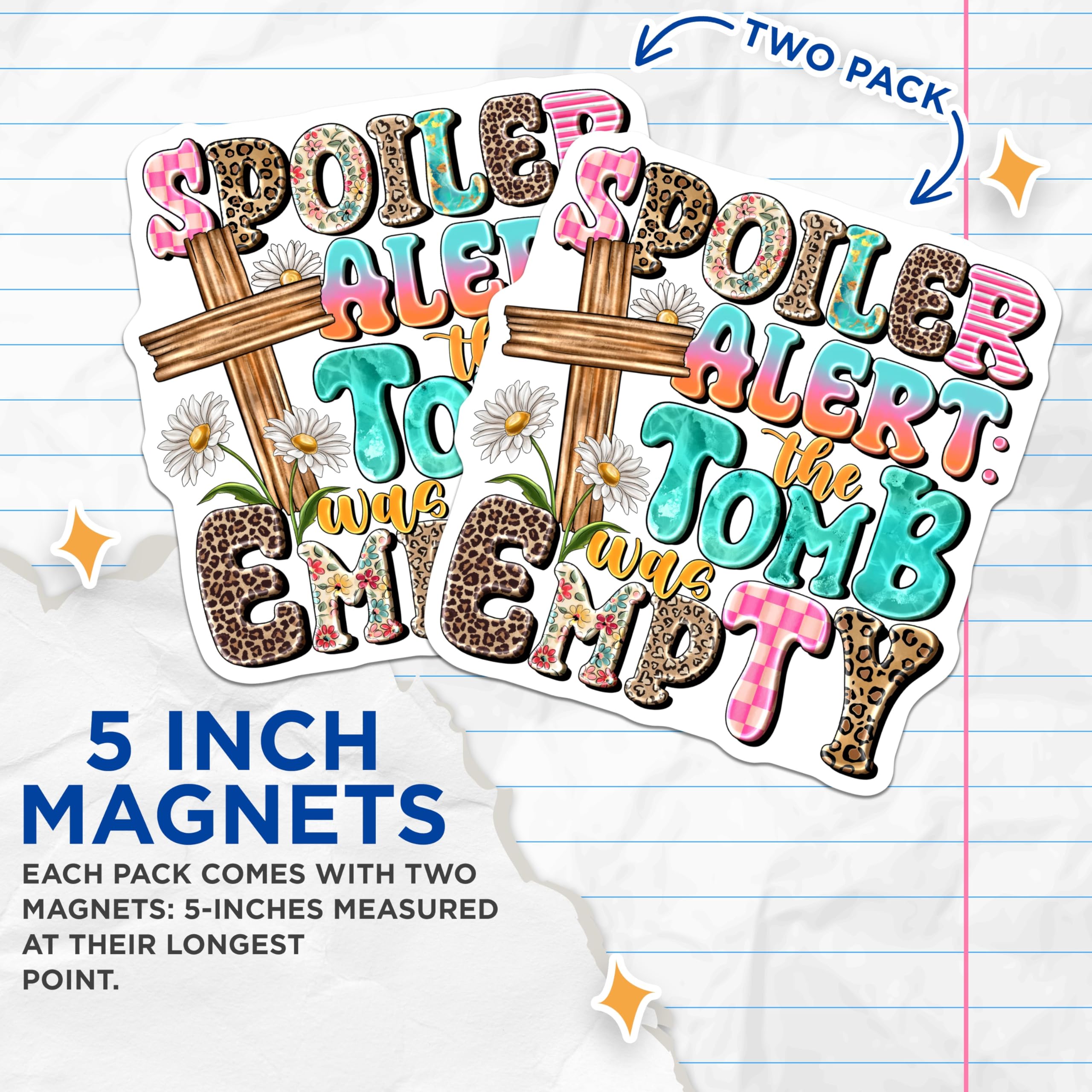 (2 Pack) Empty Tomb Magnets - Christian Easter Decor - Resurrection Day Jesus - Faith Based Kitchen Art - 5 Inches On Longest Side - Thick Durable Magnet - Made in USA - MAG25023