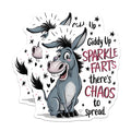 (2 Pack) Funny Donkey Magnets - Sparkle Farts Quote - Chaos Spreader Sarcasm - 5 Inches On Longest Side - Thick Durable Magnet - Made in USA - MAG20220