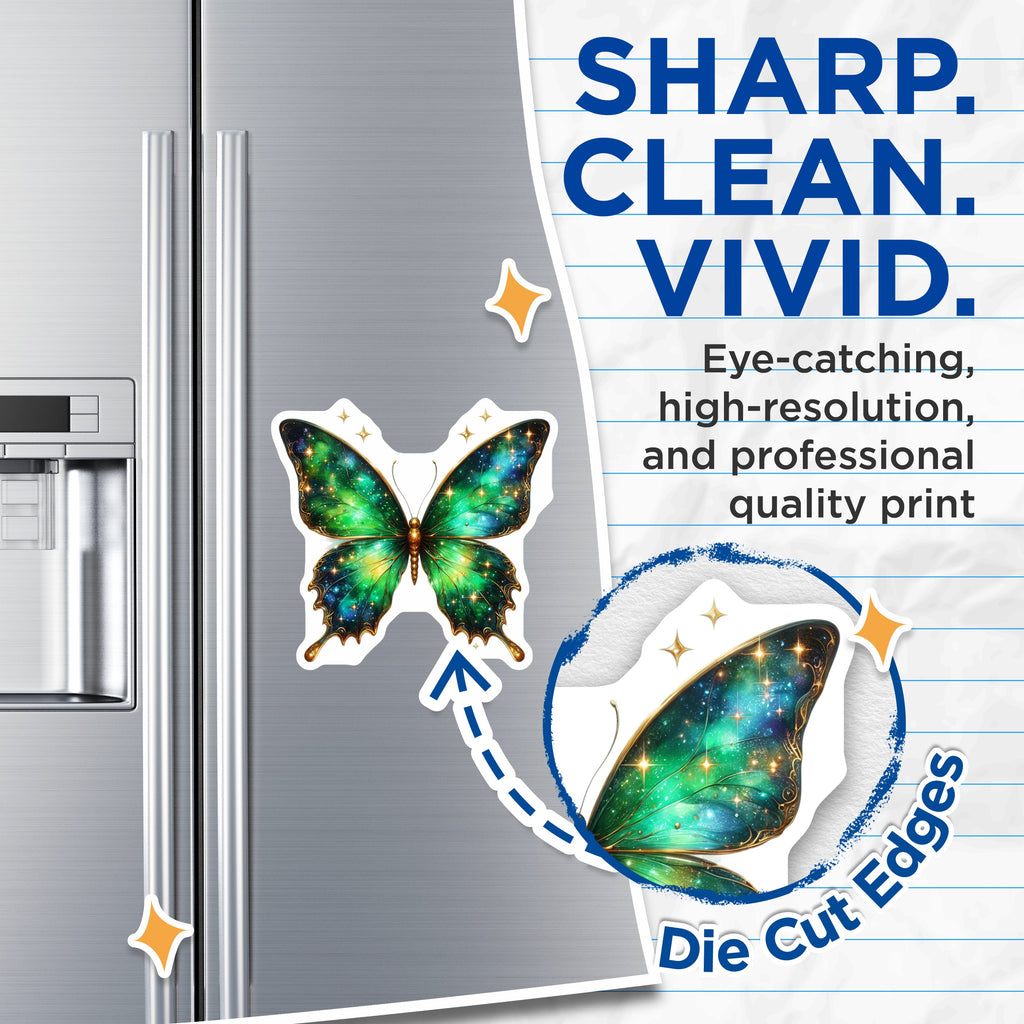 (2 Pack) Galaxy Butterfly Magnets - Celestial Fridge Decor - Whimsical Magical Nature Art - 5 Inches On Longest Side - Thick Durable Magnet - Made in USA - MAG38714