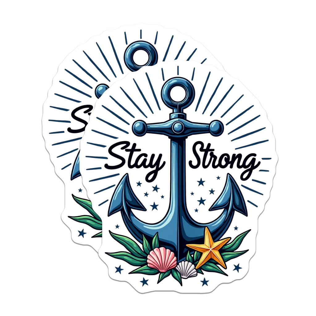 (2 Pack) Stay Strong Anchor Magnets - Inspirational Ocean Decor - Nautical Resilience Message - 5 Inches On Longest Side - Thick Durable Magnet - Made in USA - MAG39454