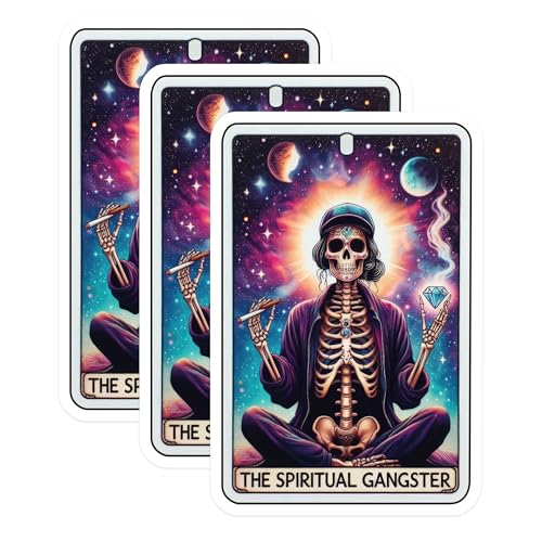 (3 Pack) Spiritual Gangster Decals - Skeleton Art - Laptop Decals - 3 Inches On Longest Side - Easy Peel & Apply - Made in USA - 3MCS4270