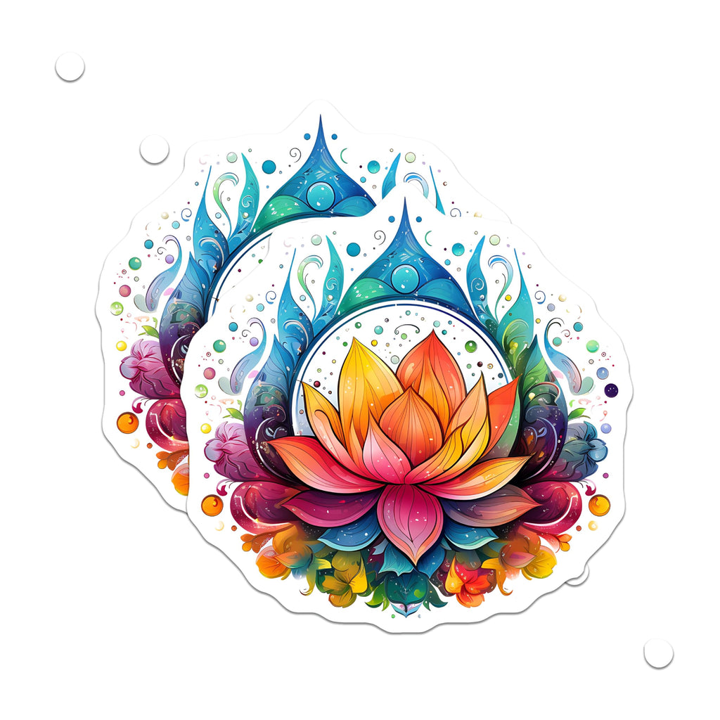 (2 Pack) Lotus Flower Magnets - Spiritual Mandala Art - Vibrant Boho Decor - Refrigerator Display - 5 Inches On Longest Side - Thick Durable Magnet - Made in USA - MAG22654