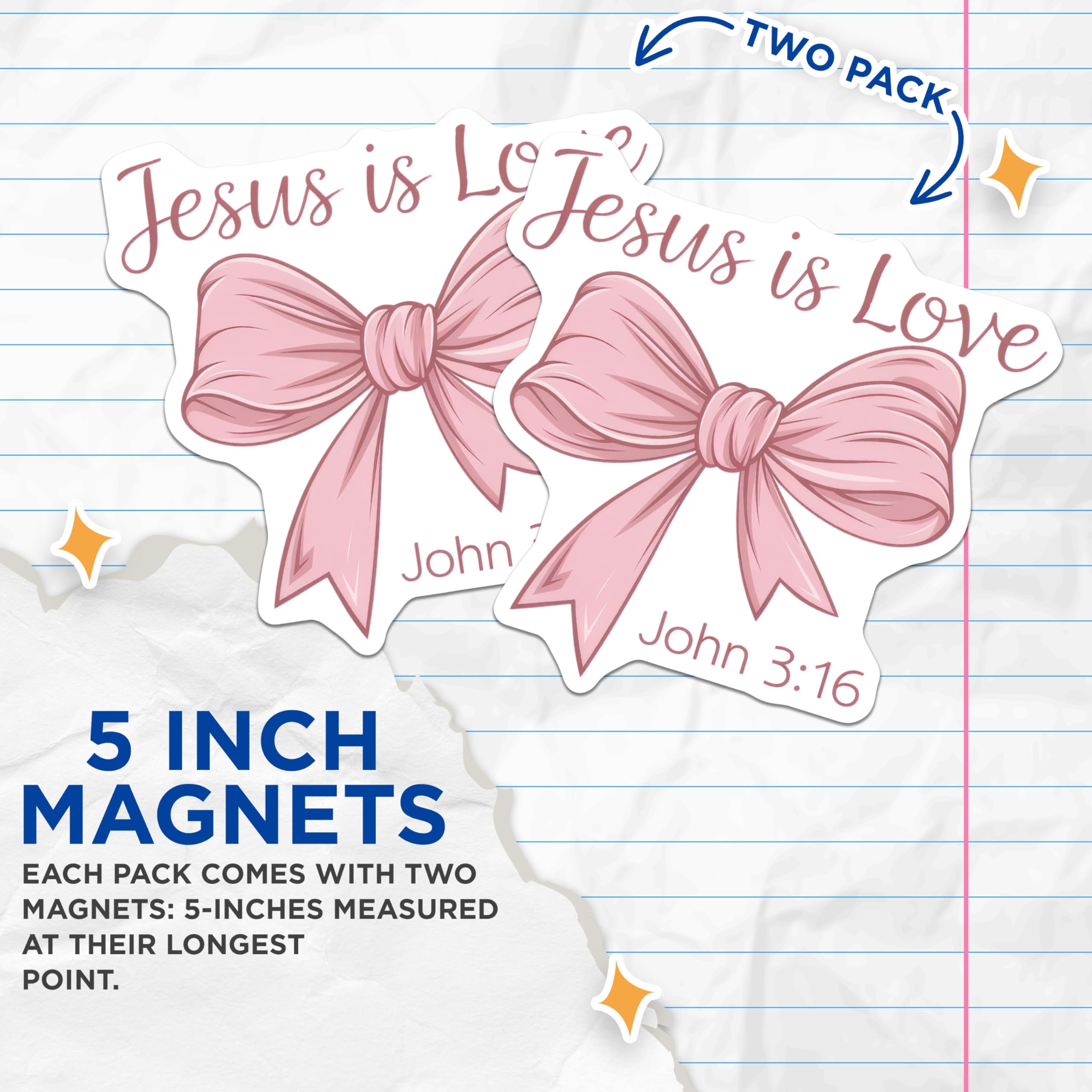 (2 Pack) Jesus is Love Magnets - Scripture John 3:16 Verse - Christian Faith Religious Bible Verse Decor - 5 Inches On Longest Side - Thick Durable Magnet - Made in USA - MAG26040