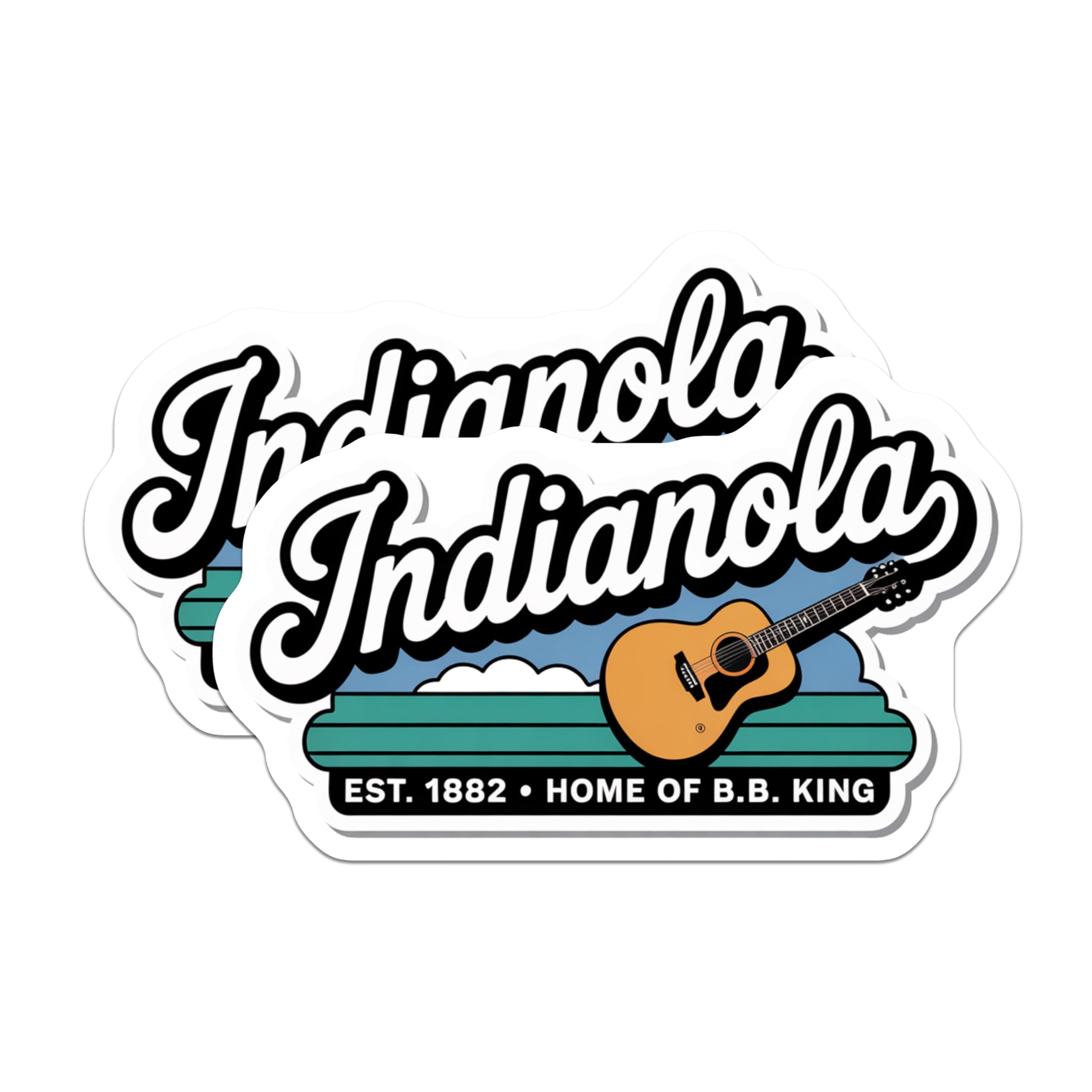 (2 Pack) Indianola Mississippi Magnets - Home of BB King - Acoustic Guitar Fridge Decor - 5" On Longest Side - Premium Magnet - for Cars, Refrigerators, Toolboxes, Lockers - Made in USA - MAG17814