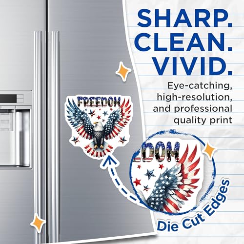 (2 Pack) Freedom Eagle Magnets - Patriotic Eagle Design - USA Pride - 5" On Longest Side - for Cars, Fridges, Toolboxes - Made in USA - MAG7397