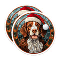 (2 Pack) Springer Spaniel Magnets - Christmas Holiday Dog Decor - Stained Glass Pet Art - Festive Canine Fridge Magnet - 5 Inches On Longest Side - Thick Durable Magnet - Made in USA - MAG24551