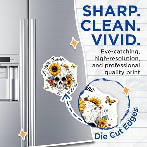 (2 Pack) Little Sunshine Little Savage Magnets - Sunflower Skull Decor - 5" On Longest Side - for Cars, Fridges, Toolboxes - Made in USA - MAG7381