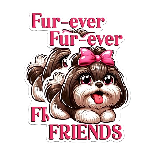 (2 Packs) Fur-Ever Friends Stickers - Cute Mini Dog Breed Decals - 5 Inches On Longest Side - Premium Vinyl Decal - Sticks to Any Smooth Flat Surface - Made in USA - BMCS2413