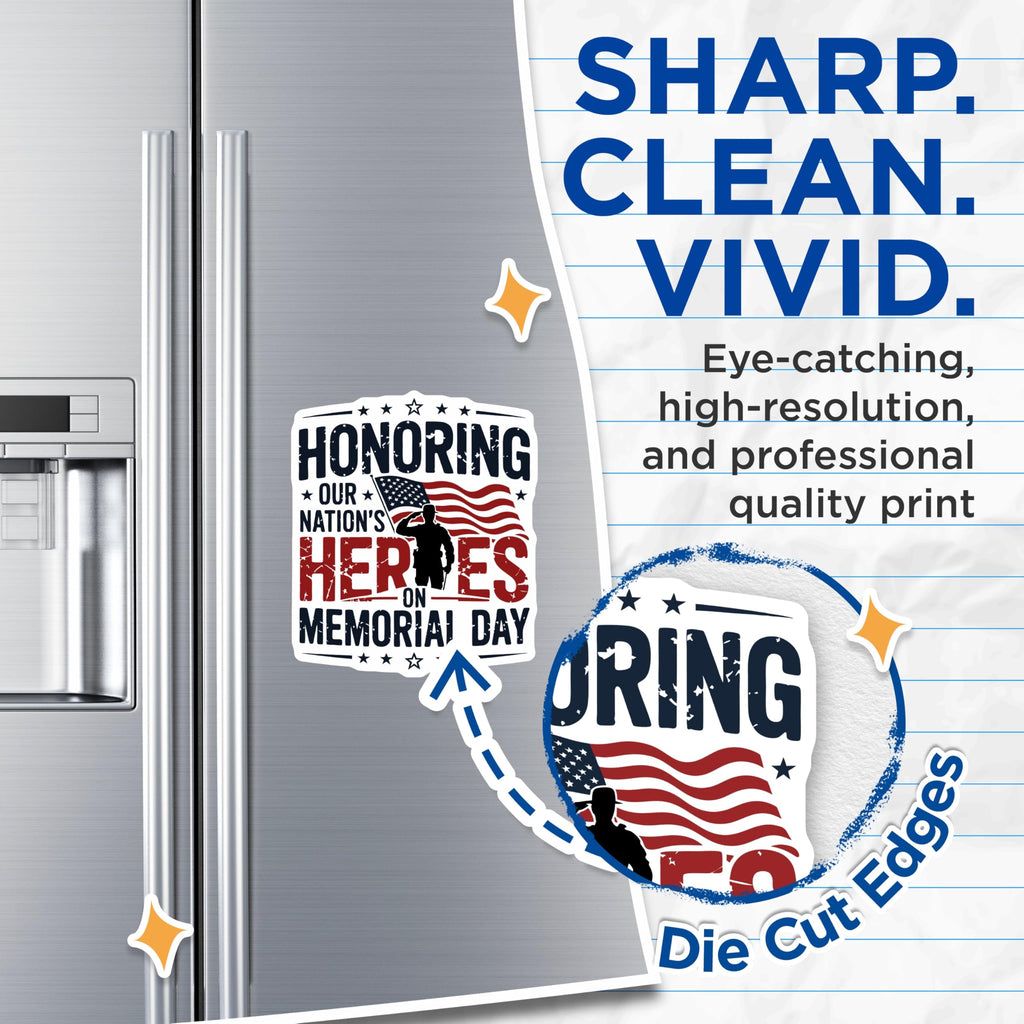 (2 Pack) Memorial Day Magnets - Honoring Our Heroes - American Flag Fridge Decor - 5" On Longest Side - Premium Magnet - for Cars, Refrigerators, Toolboxes, Lockers - Made in USA - MAG16158