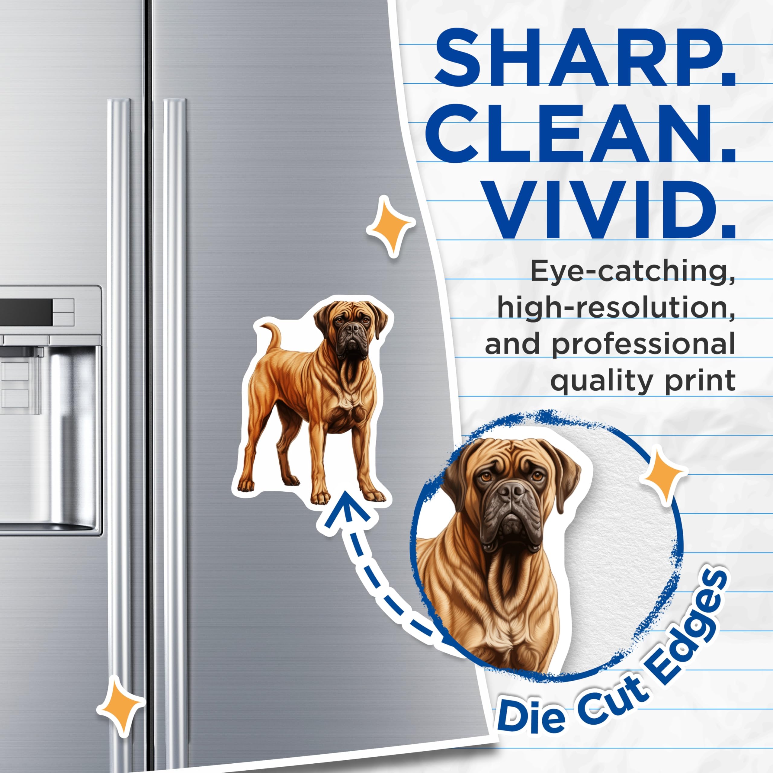(2 Pack) Bullmastiff Magnets - Dog Breed Refrigerator Decor - Pet Owner Kitchen Accessories - Fawn Canine Art - 5 Inches On Longest Side - Thick Durable Magnet - Made in USA - MAG26065