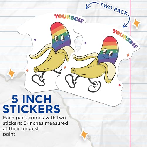 (2 Pack) Funny Baa Stickers - Rainbow Baa - Be Yourself Sticker - Motivational Sticker - Food Humor Sticker - 5" On Longest Side - Sticks to Smooth Flat Surfaces - Made in USA - BMCS7037