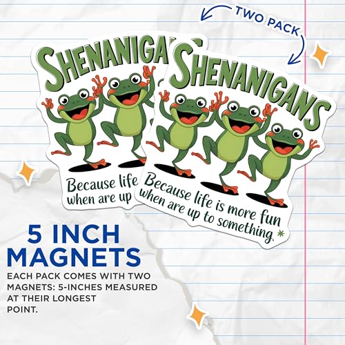 (2 Pack) Sheigans Magnets - Frog Art Magnets - Life is Fun Magnets - 5" On Longest Side - for Cars, Fridges, Toolboxes - Made in USA - MAG6989
